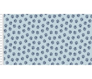 Baumwolle - Pfoten hellblau